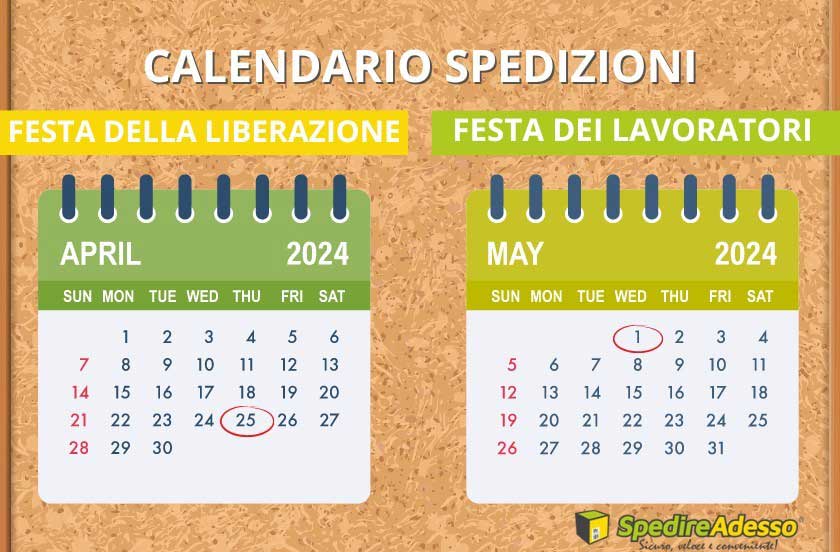 operatività corrieri espressi 25 aprile e 1 maggio 2024
