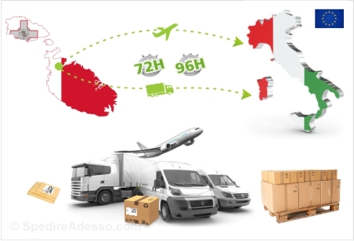 Spedire da Malta all'Italia pacchi, pallet e buste